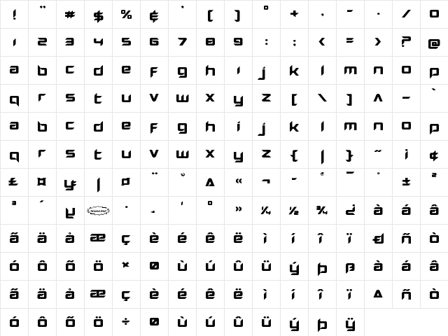 Hollow Point Expanded Expanded  glyph index