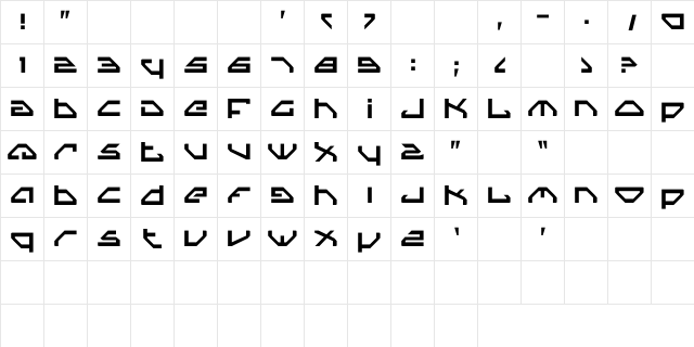 New Aurebesh Regular  glyph index