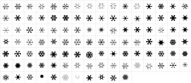 XSchneeFlakenTwo Regular  glyph index