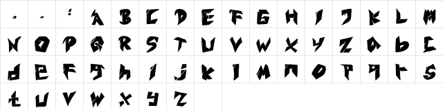 Zubrutal Regular  glyph index