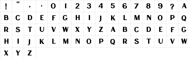 Lancaste Sans Demo Regular  glyph index