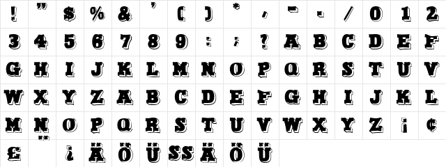 North Face Regular  glyph index