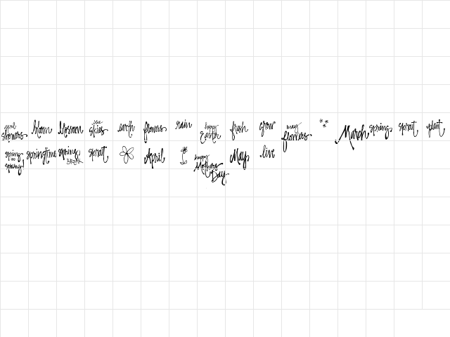 SP Springtime Regular  glyph index