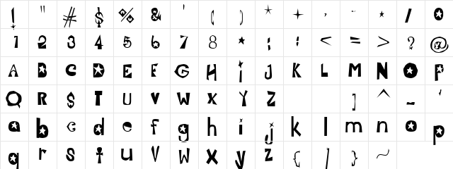 Pepper Regular  glyph index