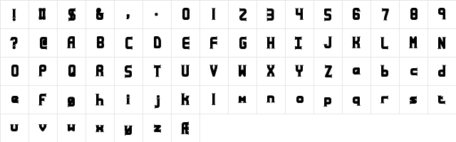 Ataxia BRK Regular  glyph index
