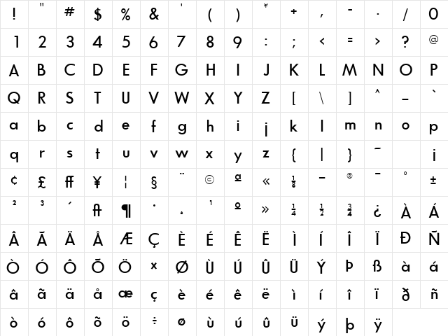 BouganSSK Bold  glyph index