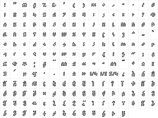 Xcreen Double  glyph index