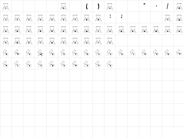 kumausa Font Regular  glyph index