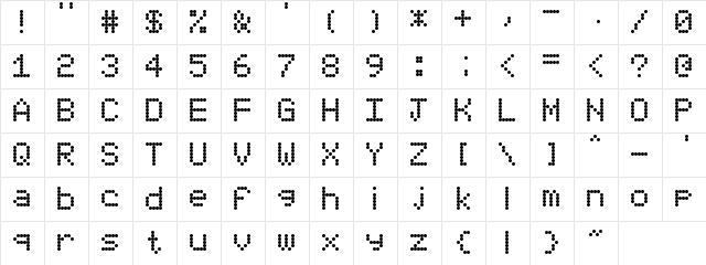 FlynnTerm Regular  glyph index