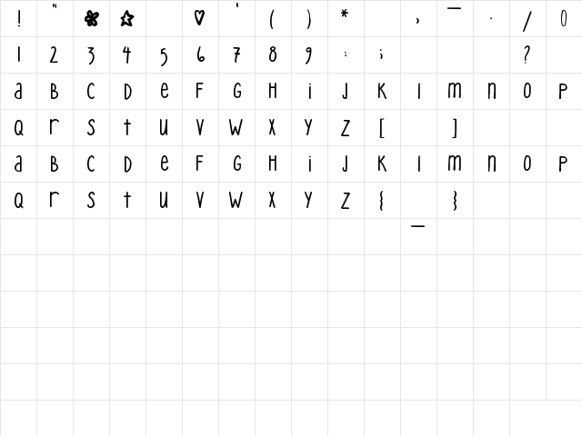 Pea Mystie Unicase Regular  glyph index