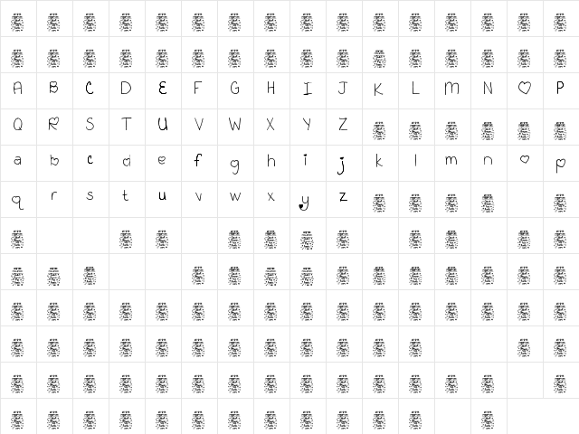 Kooky Kieran Hearts (Demo) Regular  glyph index