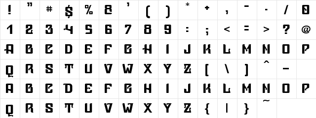 Pearl Harbor Regular  glyph index