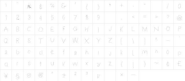 Proton HlExt  glyph index