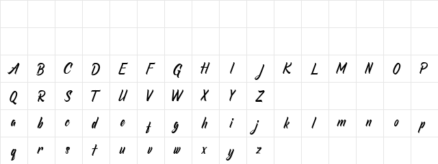 Redlineryh Regular  glyph index
