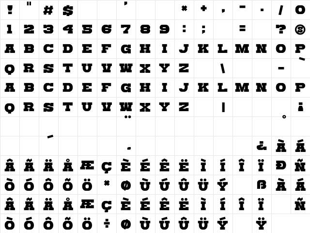 Katamari Serif Regular  glyph index