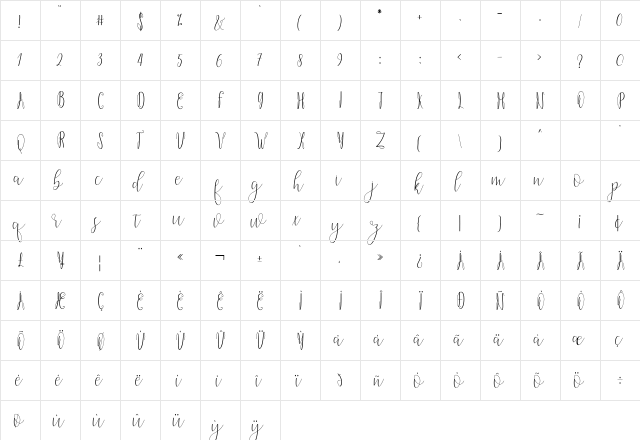 Dicella Regular  glyph index