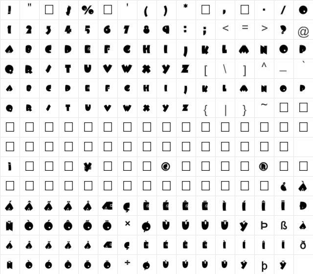 FZ JAZZY 9 CONTOUR Normal  glyph index