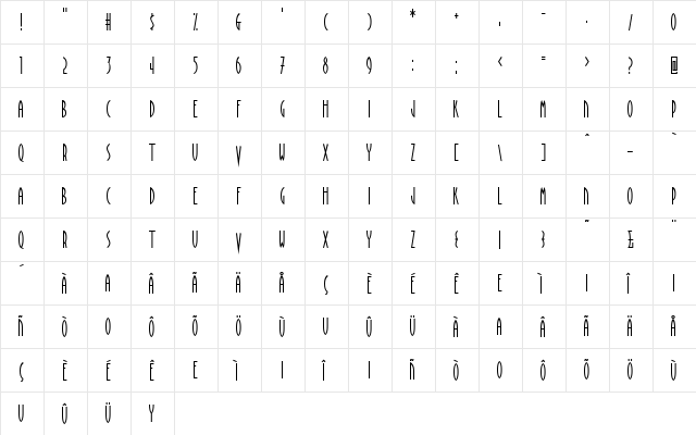 BraveWorld Regular  glyph index