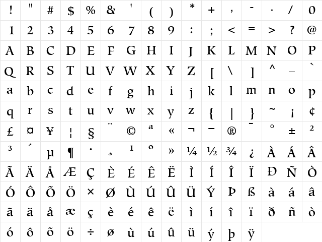 Hiroshige-Medium Medium  glyph index