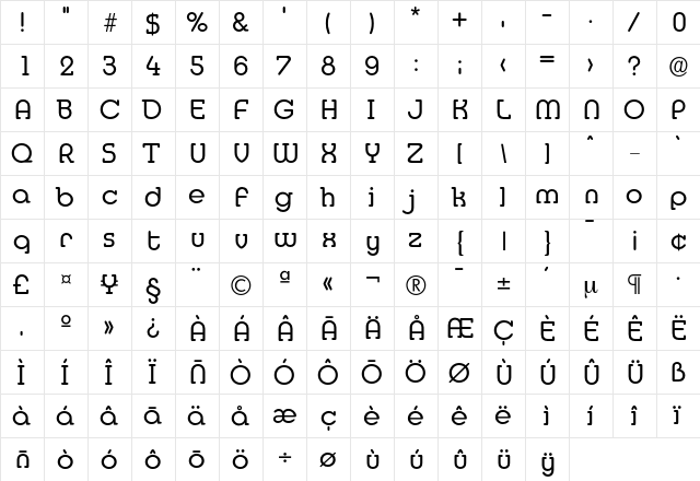 Media-Regular Regular  glyph index