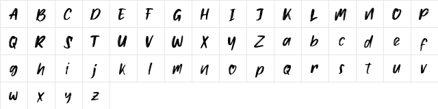 Jacqueline Regular  glyph index