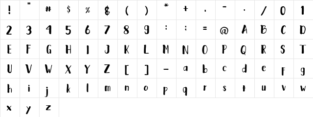 Fantai Regular  glyph index