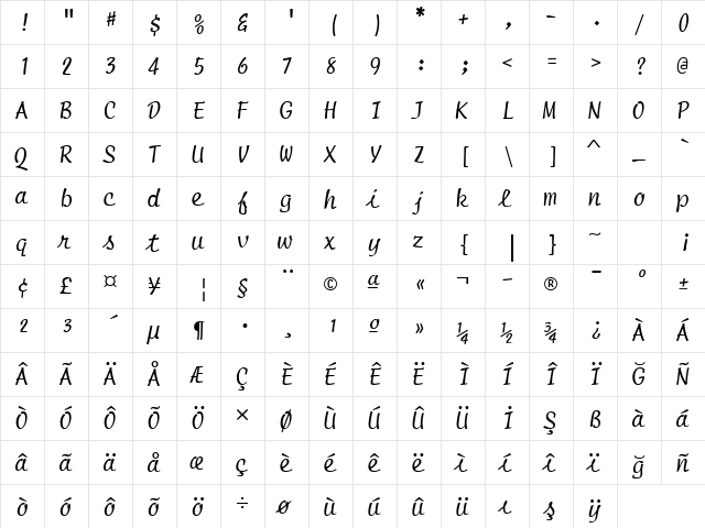 00641 Regular  glyph index