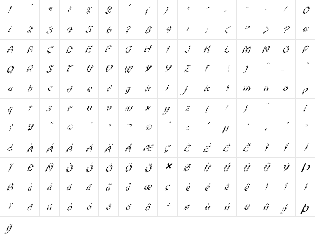 FZ UNIQUE 22 STRIPED ITALIC Normal  glyph index