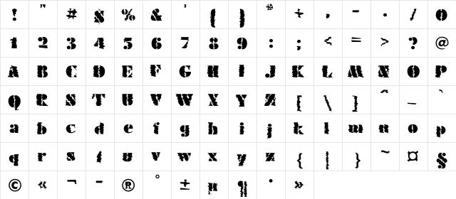 FuturaEugC_Winter90 Regular  glyph index