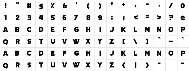 Questrian 3 Regular  glyph index