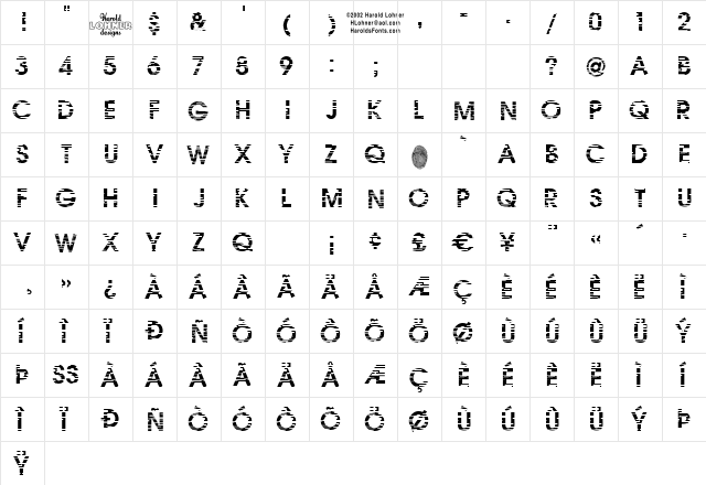 IxatNW Regular  glyph index