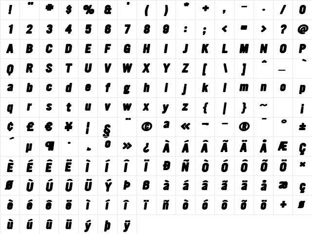 Ultramagnetic BlackOblique  glyph index