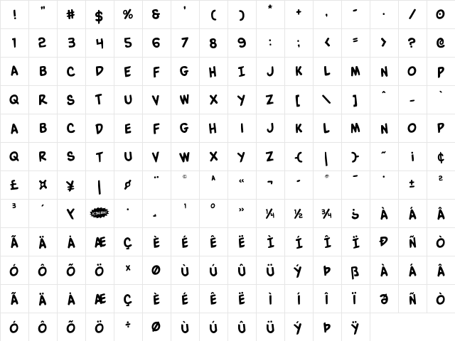 Villain Team-Up Rotated Regular  glyph index