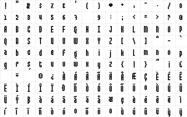 Mixelate III Regular  glyph index