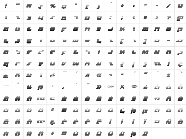 Boomstick Gradient Italic Italic  glyph index