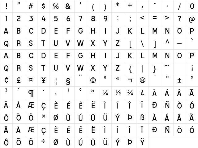Mixolydian Titling Book  glyph index