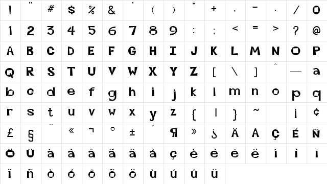 KwiKwitSSK Bold  glyph index