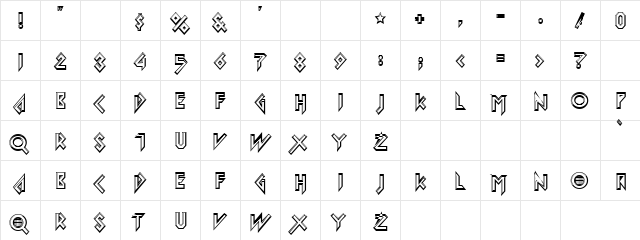 Mistery Night Regular  glyph index