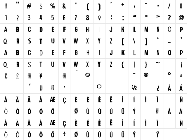 Human Error Echo Regular  glyph index