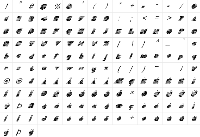 FZ UNIQUE 11 CRACKED ITALIC Normal  glyph index