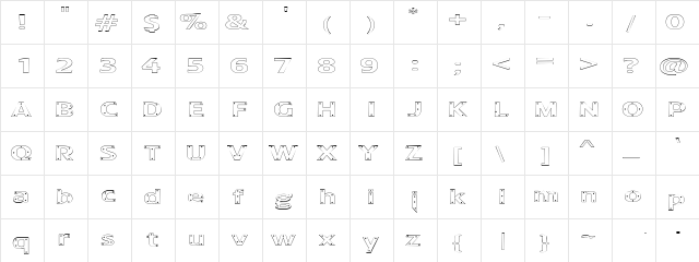 ScrewedFont Regular  glyph index