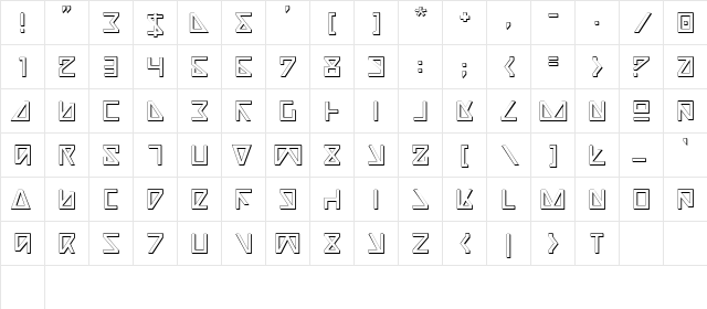 Nick Turbo 3D 3D  glyph index