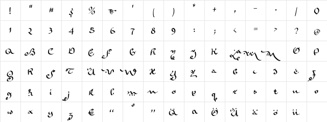 KaraBenNemsi Regular  glyph index