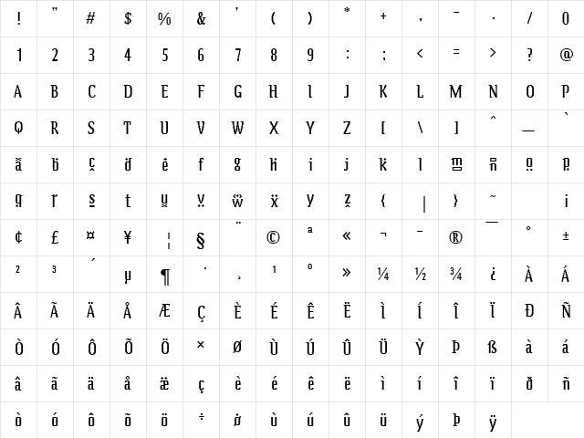 Zeitgeist MT Crazy Paving Regular  glyph index