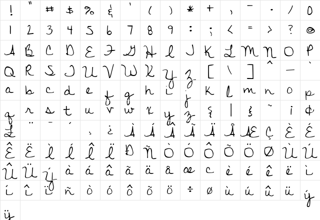 Discover Beauty Regular  glyph index