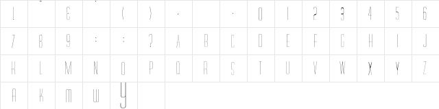 Diner Skinny  glyph index