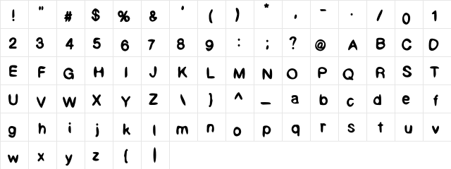 Psilly Regular  glyph index