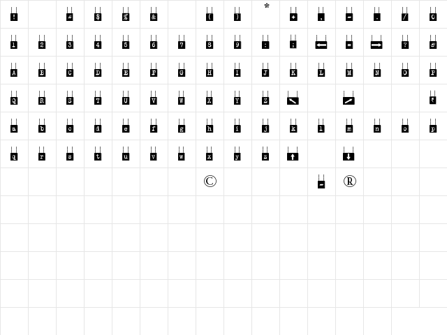 HANG BOARD 123 Regular  glyph index