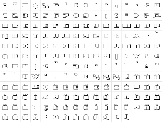 Alpha Century 3D Regular  glyph index
