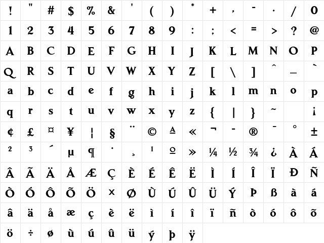 Central Station Std Bold  glyph index